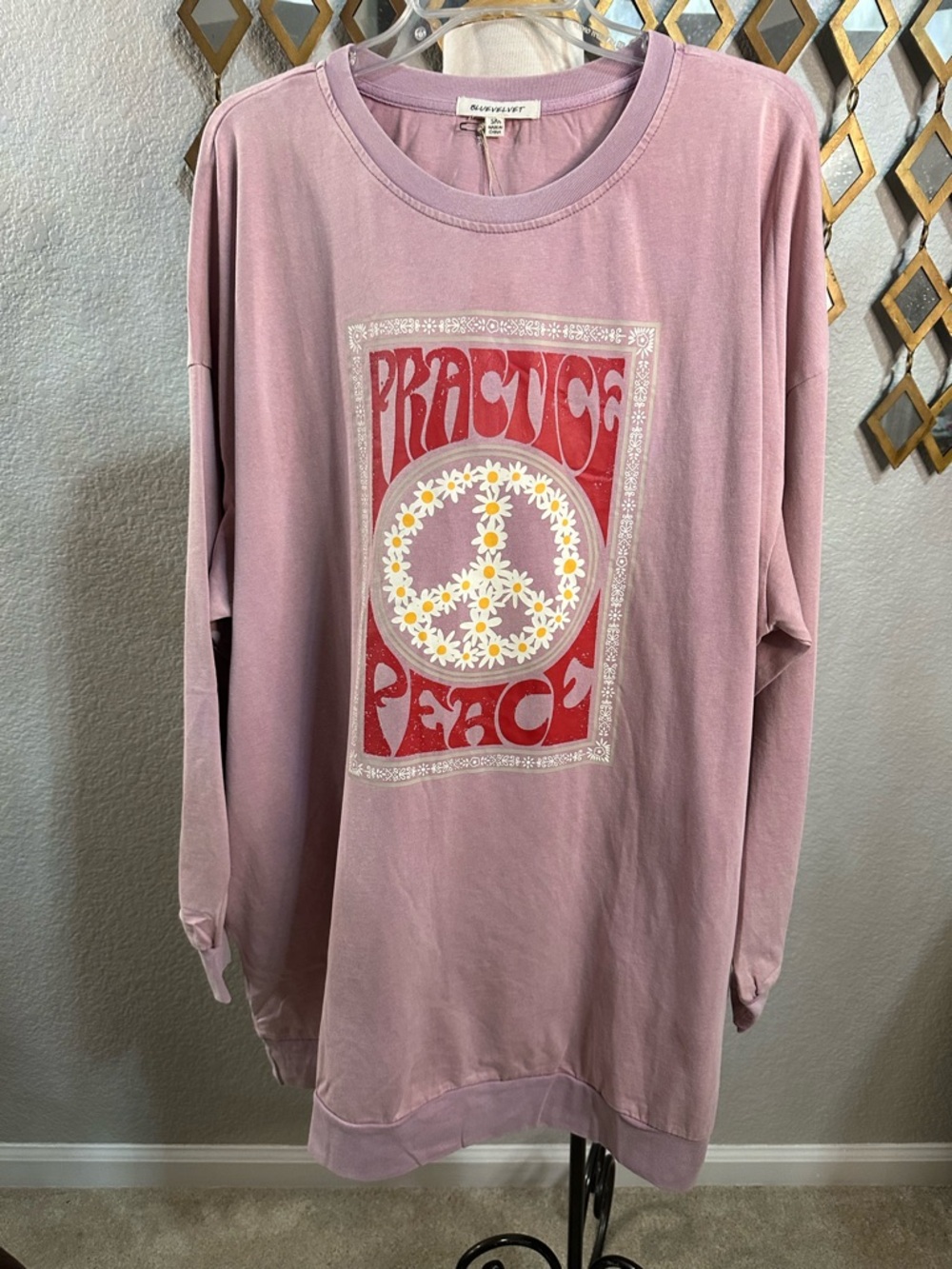NWT Practice Peace OVERSIZED Graphic Long Sleeve Sweatshirt Dress ☮️ Copy